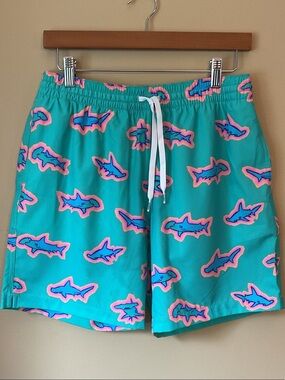 Men's Chubbies Shark-Print Swim Trunks - Drawstring Waist Size M